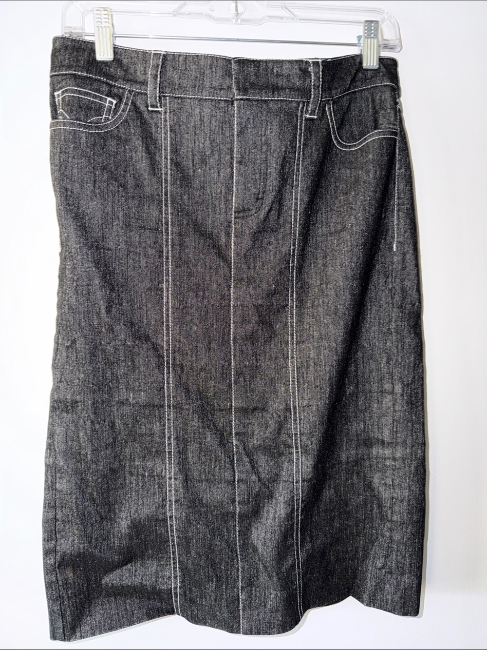 bebe Black Denim Pencil Skirt